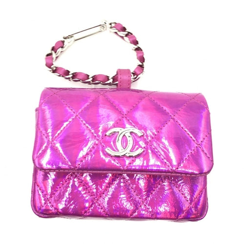Chanel Iridescent Pink Quilted Leather Pouch