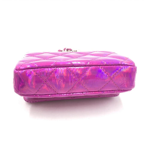 Chanel Iridescent Pink Quilted Leather Pouch
