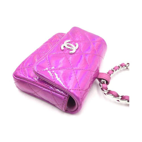Chanel Iridescent Pink Quilted Leather Pouch