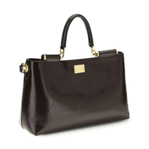 Dolce & Gabbana Brown Calf Leather Bos Taurus Handbag