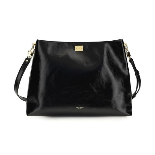 Dolce & Gabbana Black Calf Leather Bos Taurus Shoulder Bag