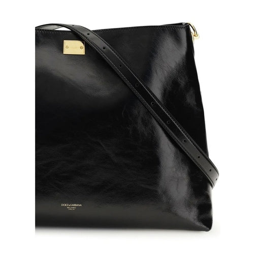Dolce & Gabbana Black Calf Leather Bos Taurus Shoulder Bag