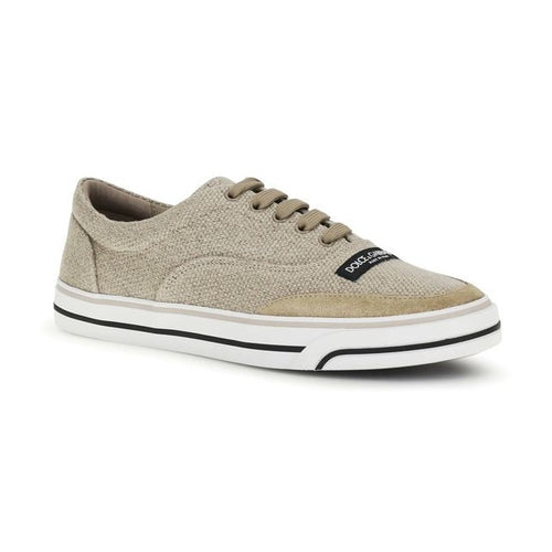 Beige Linen Low Top Sneakers