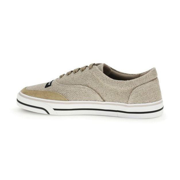 Dolce & Gabbana Beige Linen Low Top Sneakers