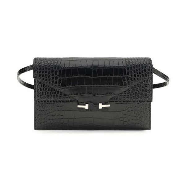 Tom Ford Black Calf Leather Bos Taurus Shoulder Bag