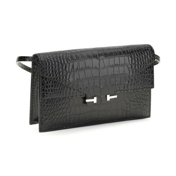Tom Ford Black Calf Leather Bos Taurus Shoulder Bag