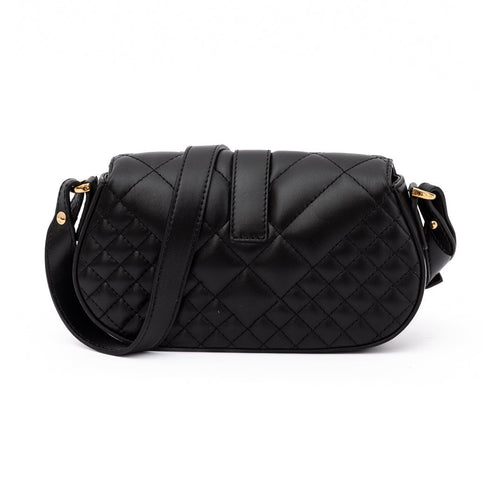 Versace Black Leather Quilted Shoulder Strap Bag