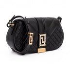 Versace Black Leather Quilted Shoulder Strap Bag