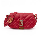 Versace Red Leather Quilted Shoulder Strap Bag