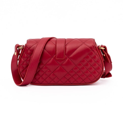 Versace Red Leather Quilted Shoulder Strap Bag
