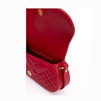 Versace Red Leather Quilted Shoulder Strap Bag