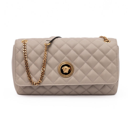 Versace Taupe Quilted Leather Shoulder Strap Bag
