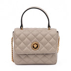Versace Taupe Quilted Leather Handbag