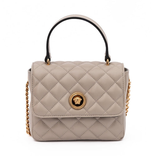 Versace Taupe Quilted Leather Handbag