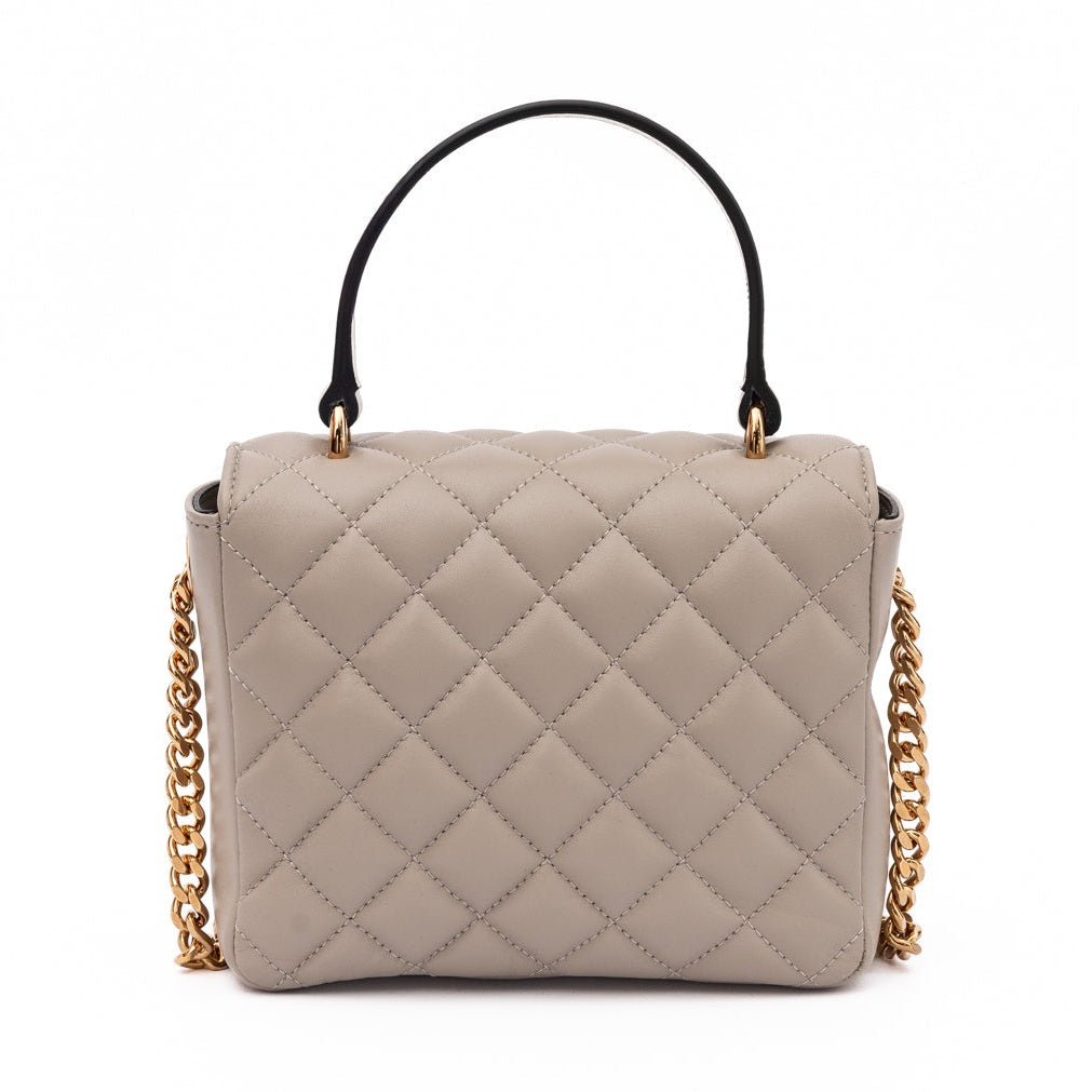 Versace Taupe Quilted Leather Handbag