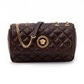 Versace Brown Quilted Leather Shoulder Strap Bag