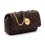 Versace Brown Quilted Leather Shoulder Strap Bag