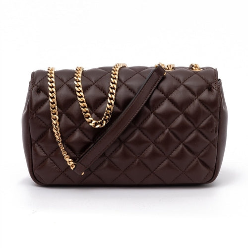 Versace Brown Quilted Leather Shoulder Strap Bag
