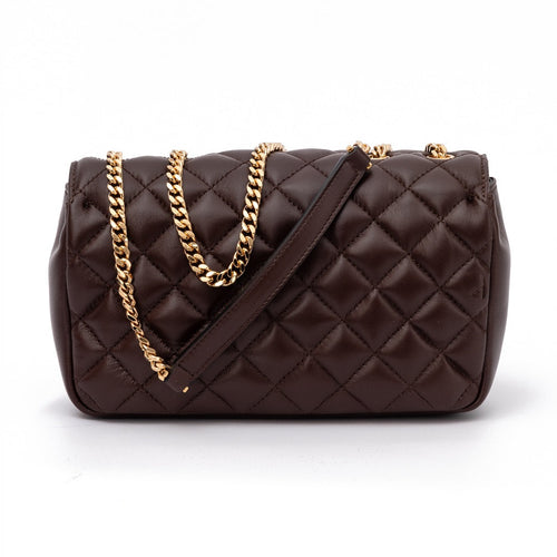 Versace Brown Quilted Leather Shoulder Strap Bag