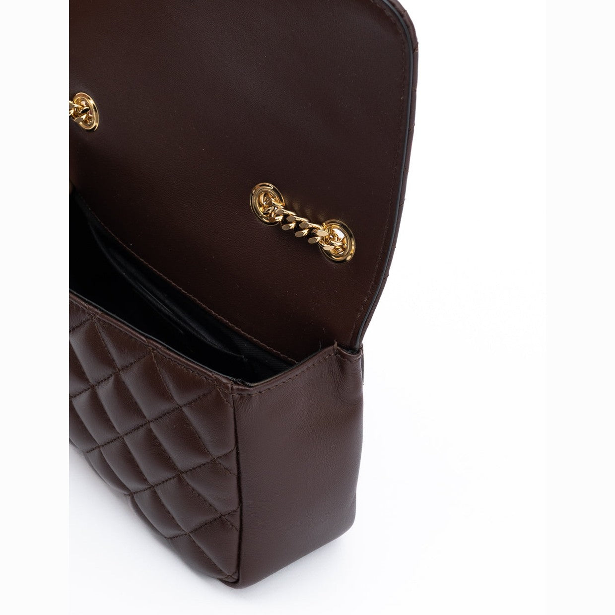 Versace Brown Quilted Leather Shoulder Strap Bag