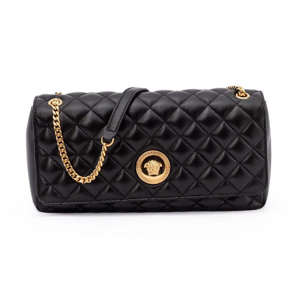 Versace Black Quilted Leather Shoulder Strap Bag