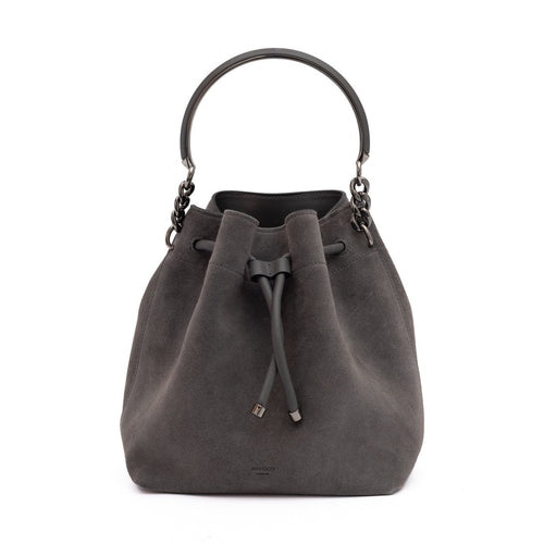 Jimmy Choo Dark Grey Bon Bon Suede Bucket