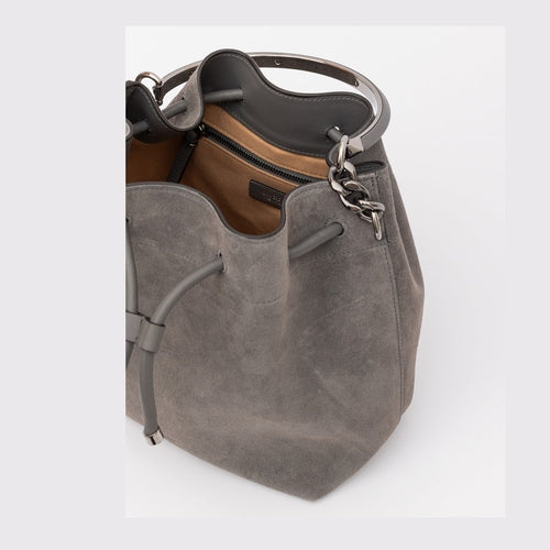 Jimmy Choo Dark Grey Bon Bon Suede Bucket