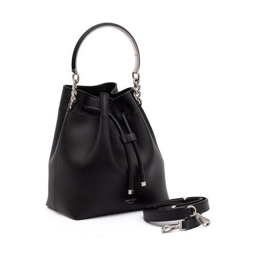 Jimmy Choo Black Bon Bon Leather Bucket