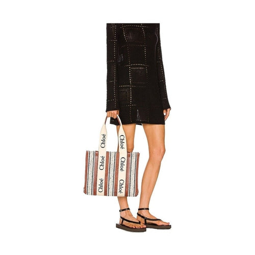 Chloé Brown Linen Tote Bag