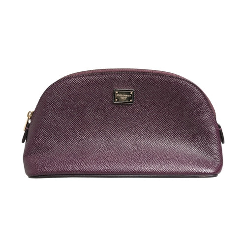 Dolce & Gabbana Dark Purple Leather DG Logo Zip Around Hand Purse Wallet