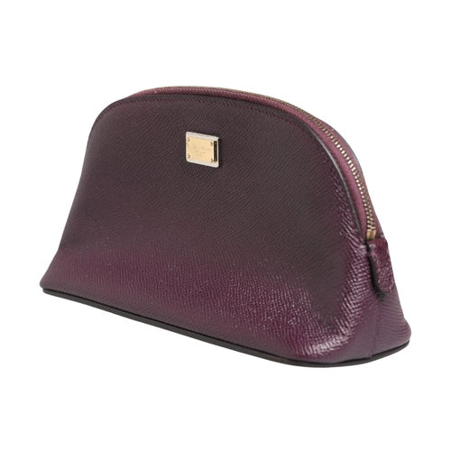 Dolce & Gabbana Dark Purple Leather DG Logo Zip Around Hand Purse Wallet