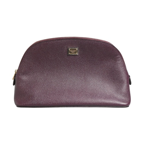 Dolce & Gabbana Dark Purple Leather DG Logo Zip Around Hand Purse Wallet