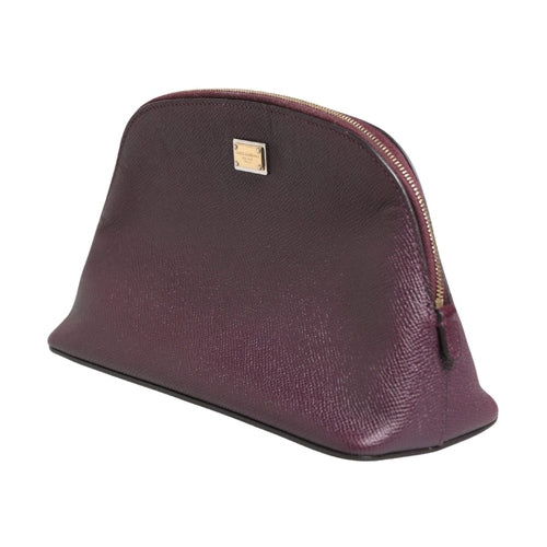 Dolce & Gabbana Dark Purple Leather DG Logo Zip Around Hand Purse Wallet