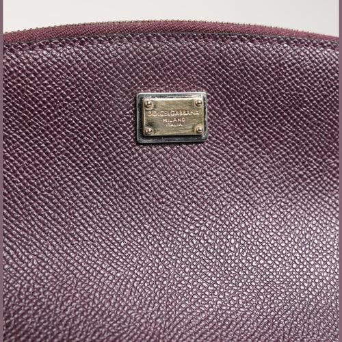 Dolce & Gabbana Dark Purple Leather DG Logo Zip Around Hand Purse Wallet