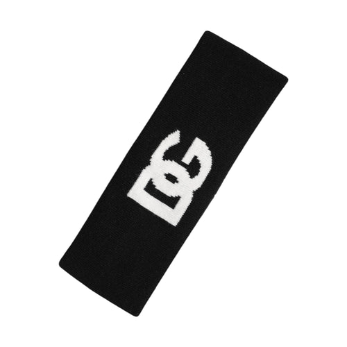 Dolce & Gabbana Men Black White Cashmere Logo Head Band Hat
