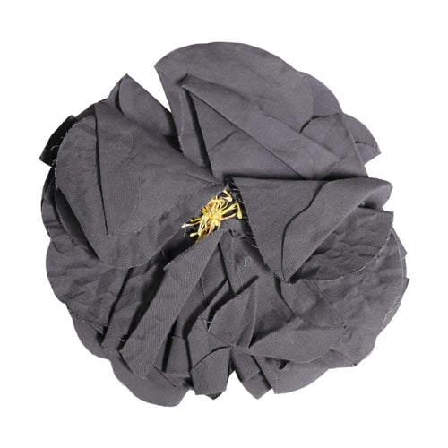 Dolce & Gabbana Gray Floral Motif Silk Blend Poplin Fabric Bar Pin  Brooch