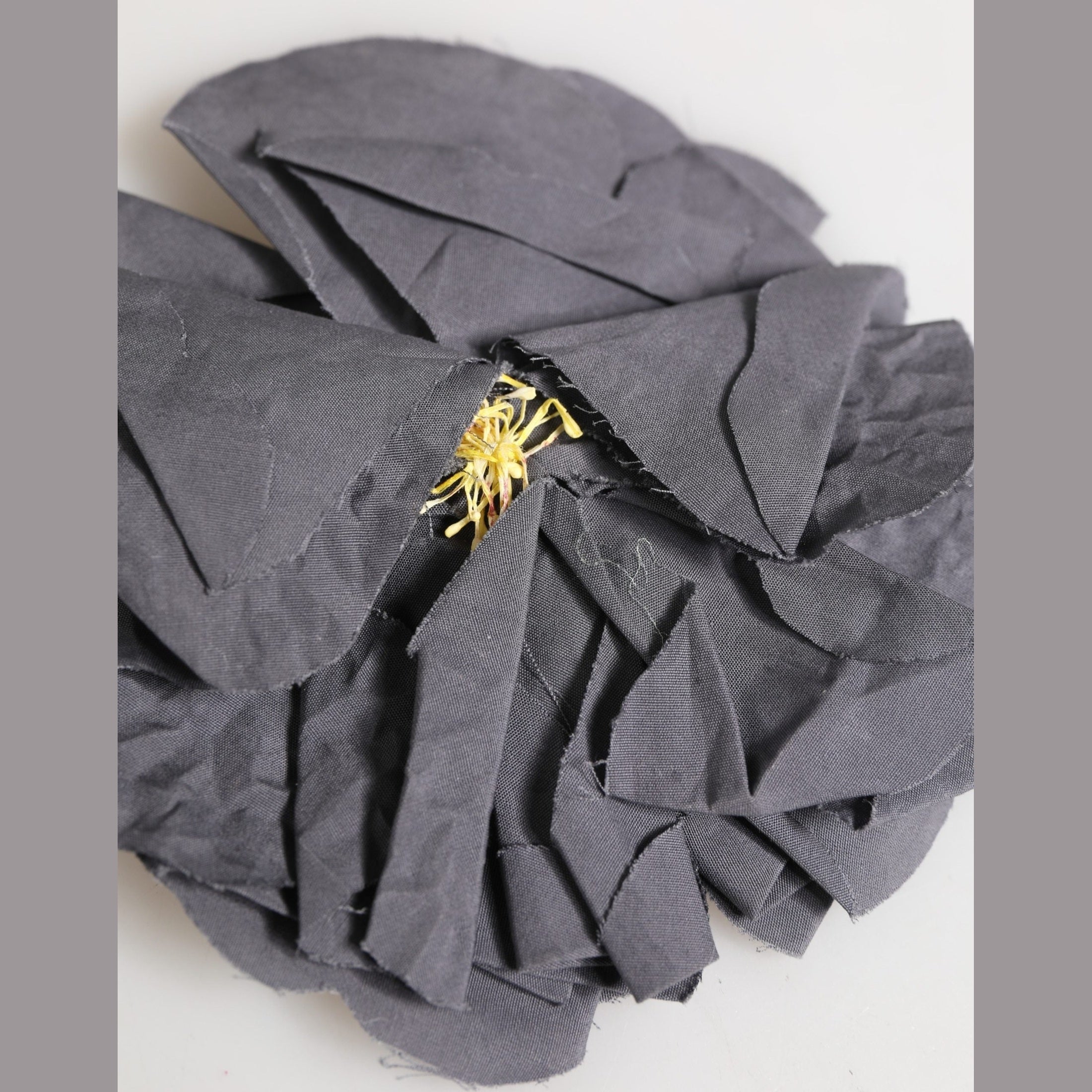 Dolce & Gabbana Gray Floral Motif Silk Blend Poplin Fabric Bar Pin  Brooch