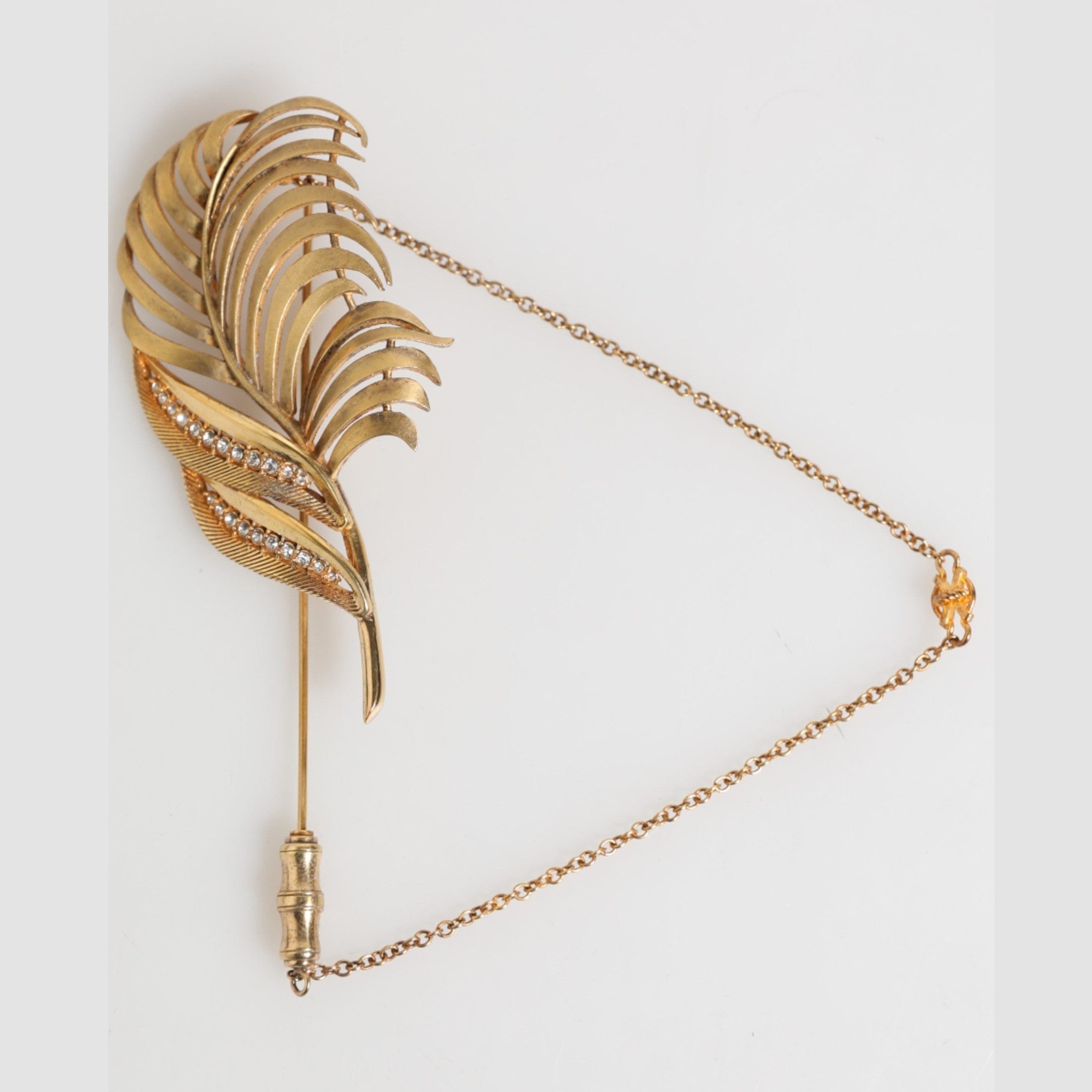 Dolce & Gabbana Gold Sterling Silver925 Leaf Embellished Lapel Pin Brooch