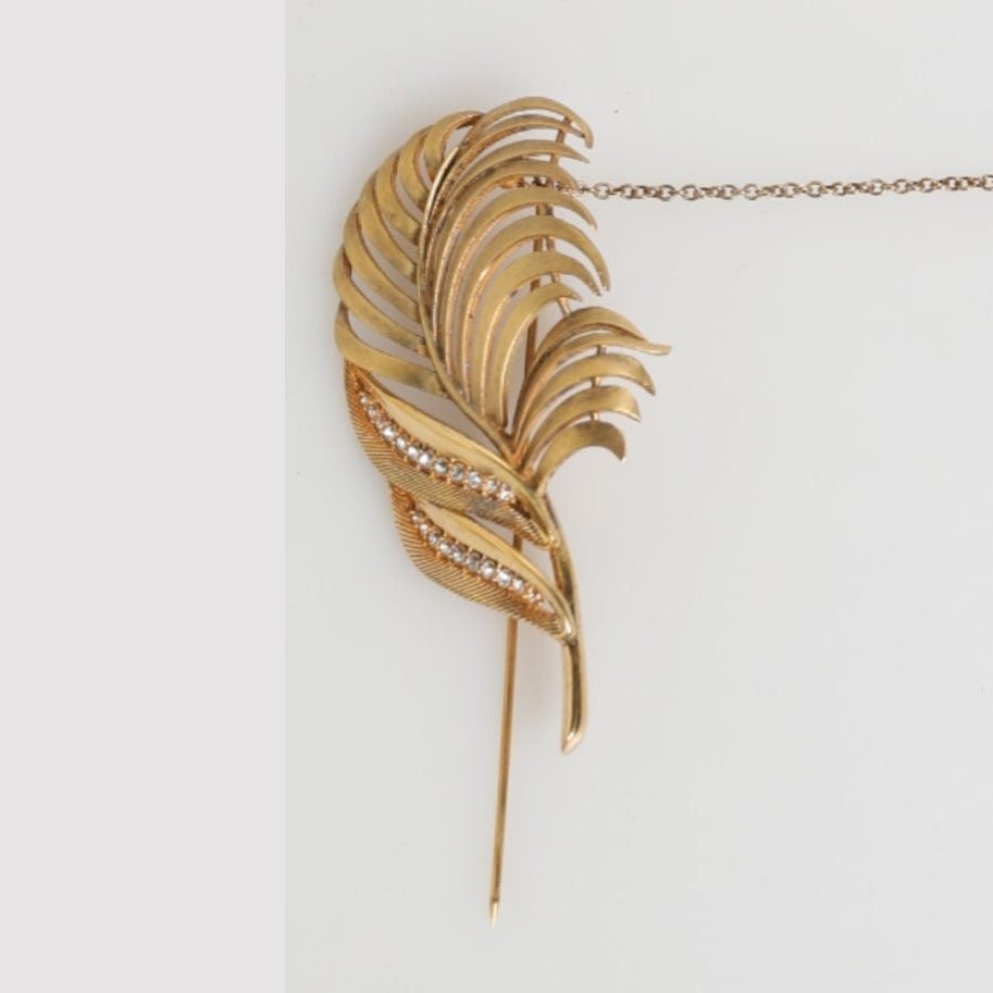 Dolce & Gabbana Gold Sterling Silver925 Leaf Embellished Lapel Pin Brooch