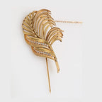 Dolce & Gabbana Gold Sterling Silver925 Leaf Embellished Lapel Pin Brooch