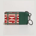 Dolce & Gabbana Green Calf Leather Logo Print Monogram Card Holder Wallet
