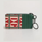 Dolce & Gabbana Green Calf Leather Logo Print Monogram Card Holder Wallet