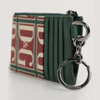 Dolce & Gabbana Green Calf Leather Logo Print Monogram Card Holder Wallet