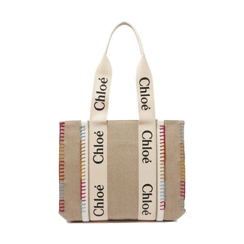 Chloé Beige Linen Tote Bag