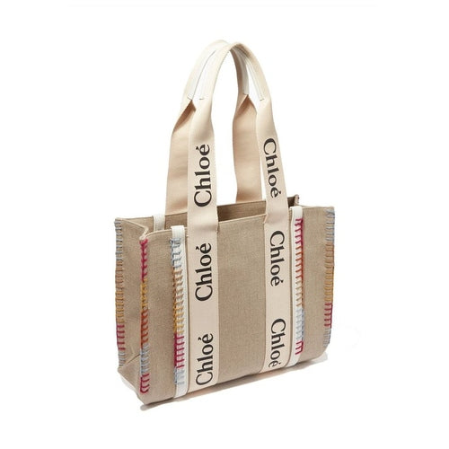 Chloé Beige Linen Tote Bag