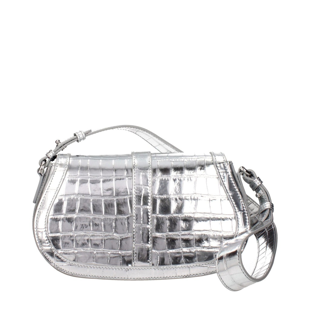 Versace Gray Leather Shoulder Bag