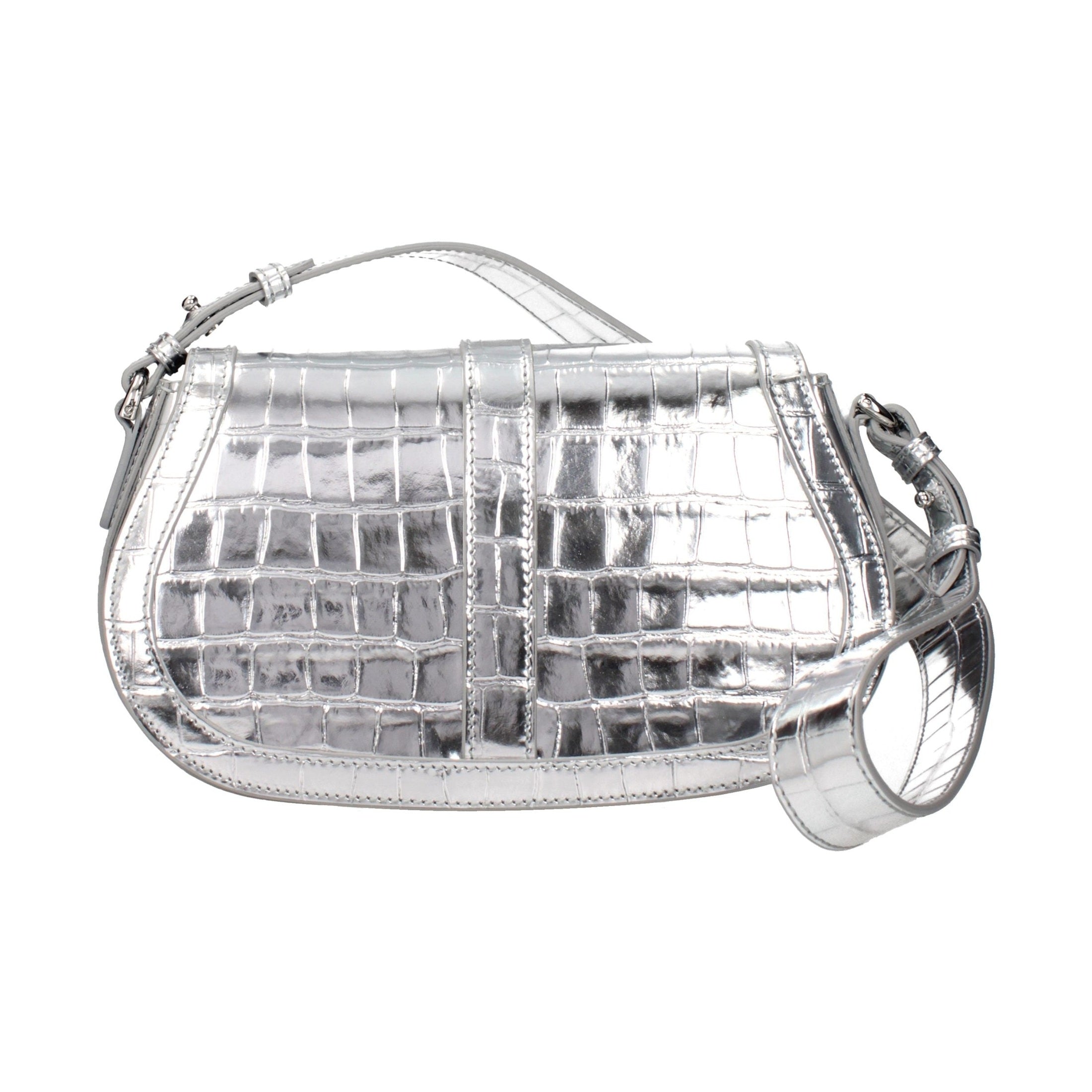 Versace Gray Leather Shoulder Bag