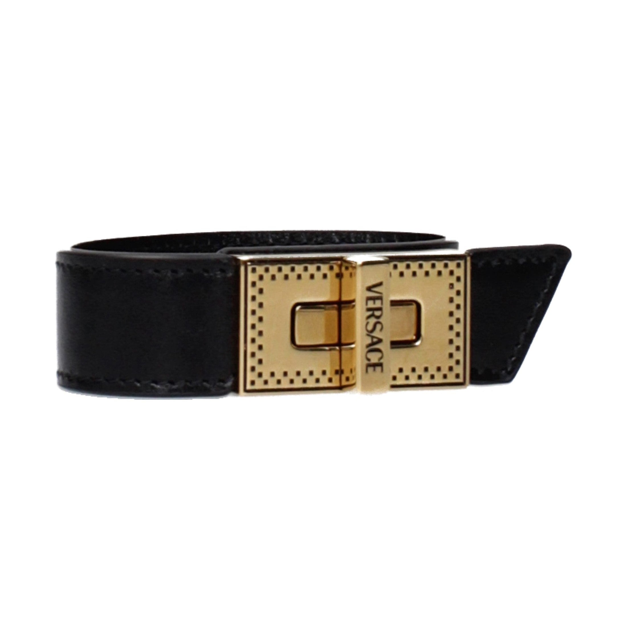 Versace Black Leather Bracelet