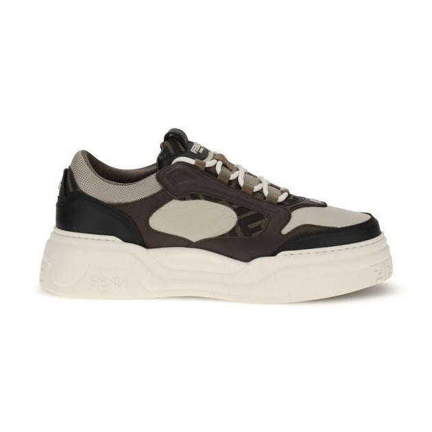 Fendi Black Calf Leather Bos Taurus Chunky Sneakers