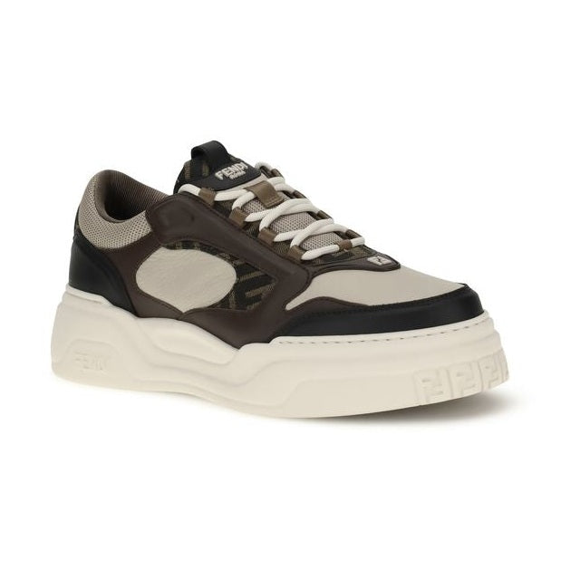 Fendi Black Calf Leather Bos Taurus Chunky Sneakers